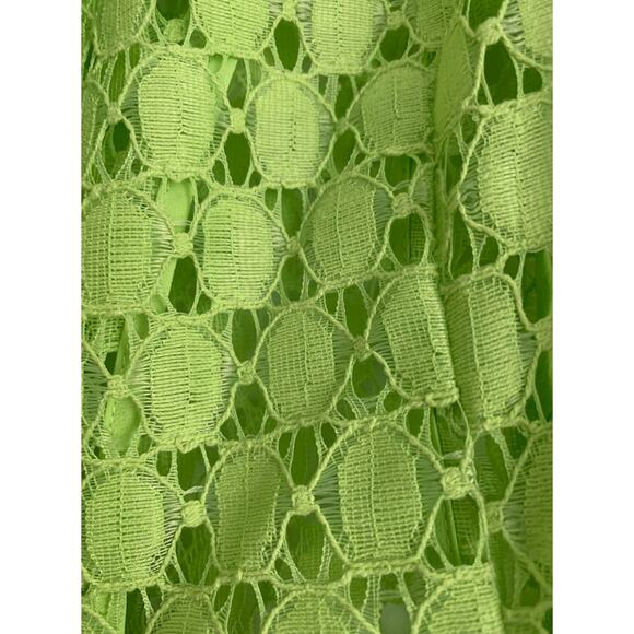 Chico's Jacket Lime Green Lace Cut Out Sheer Button Up 3/4 Sleeves Size 2 US 12 - Picture 3 of 15